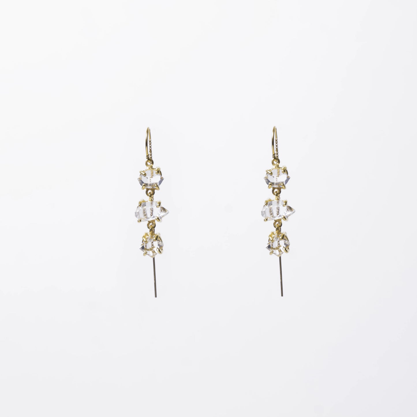 Triple Drop Herkimer Diamond Earrings