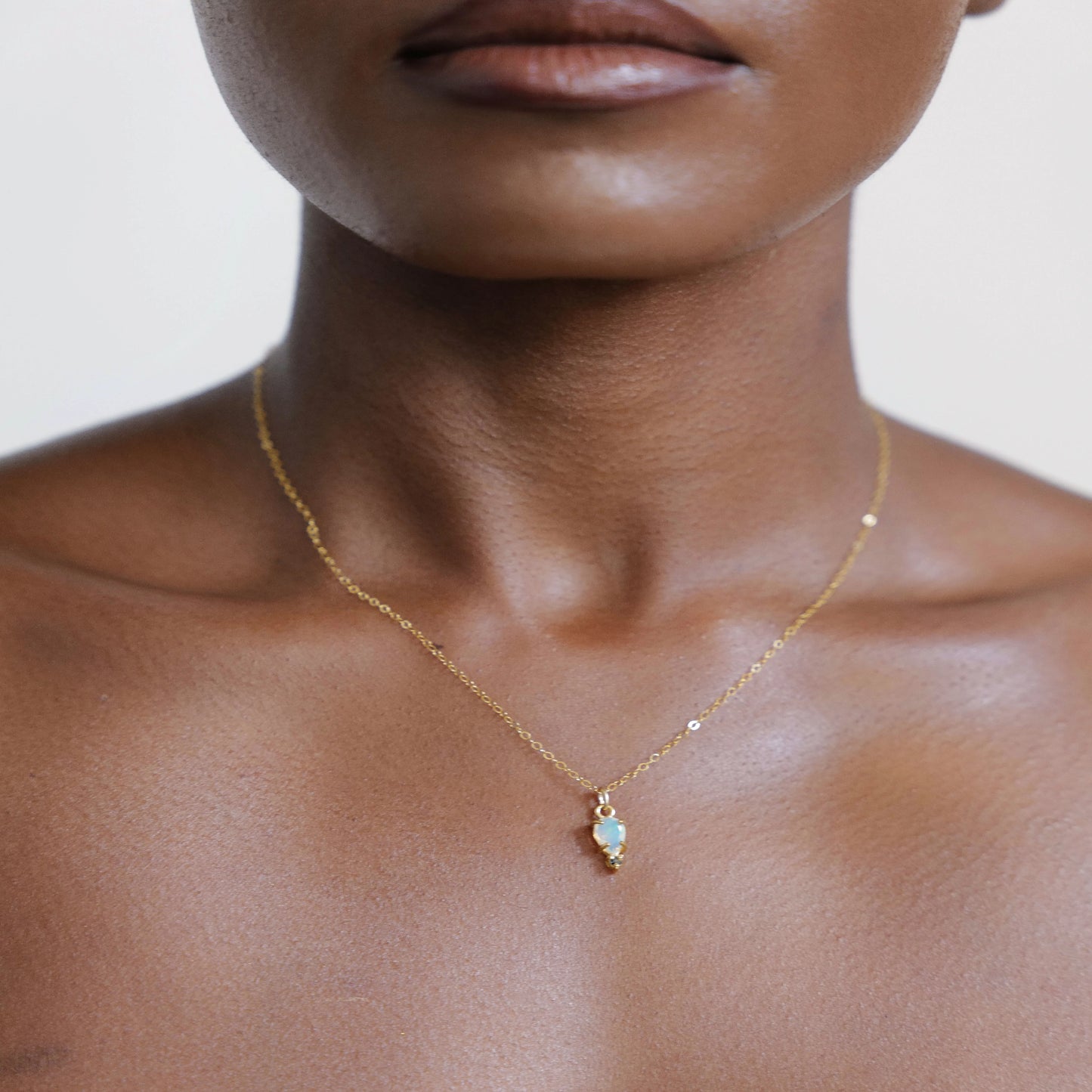 Ethiopian Opal & Black Diamond Necklace