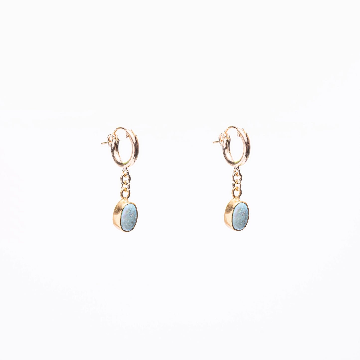 Australian Opal & Gold Hoop Earrings