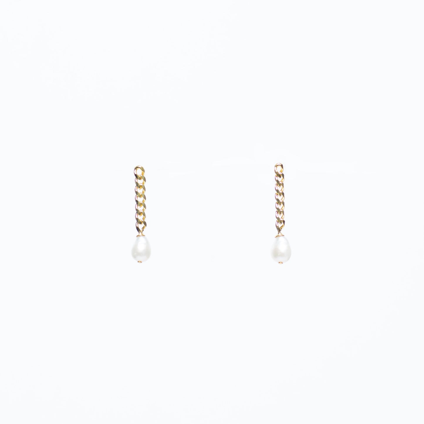 Gold Chain Pearl Earrings