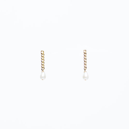 Gold Chain Pearl Earrings