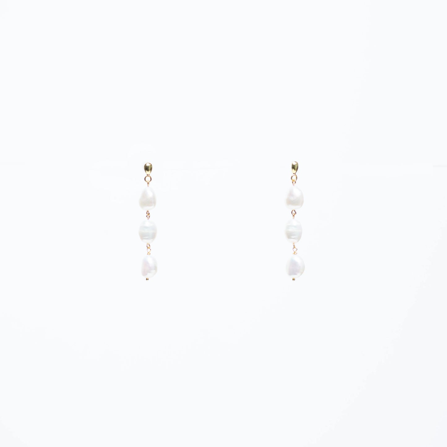 Triple White Pearl Drop Earrings