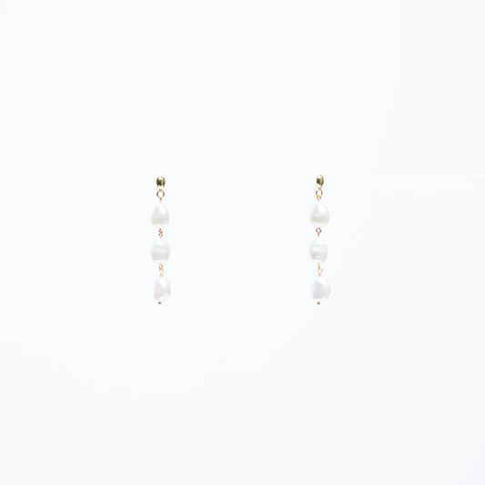 Triple White Pearl Drop Earrings