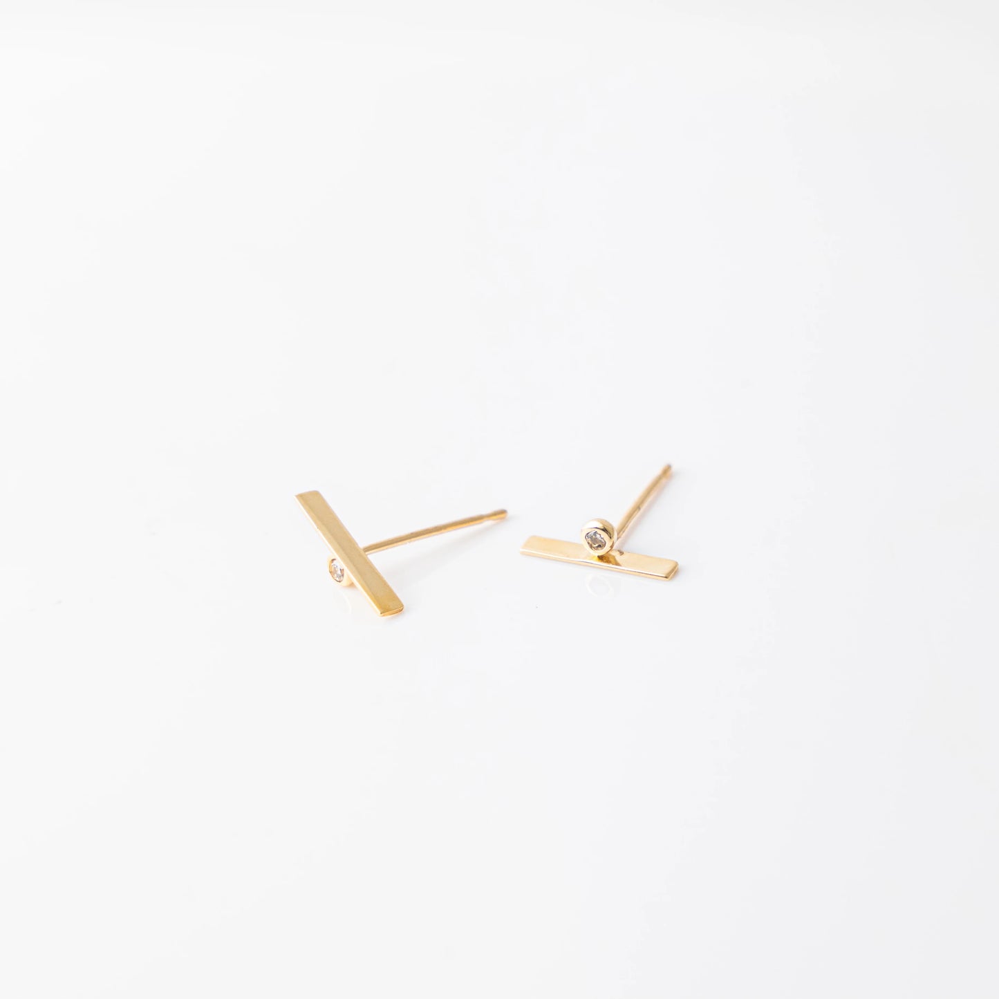 Single Diamond Bar Earrings