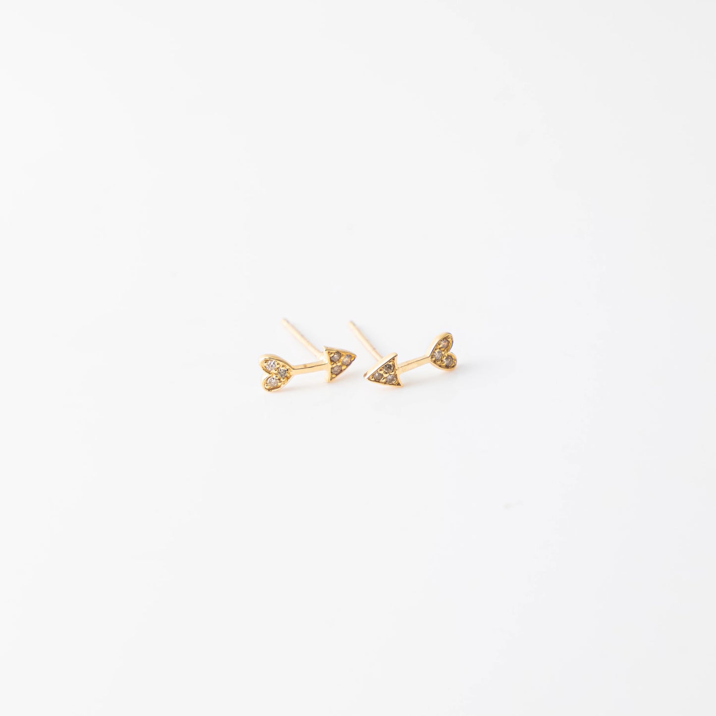 Gold 7 Diamond Arrow Stud Earrings